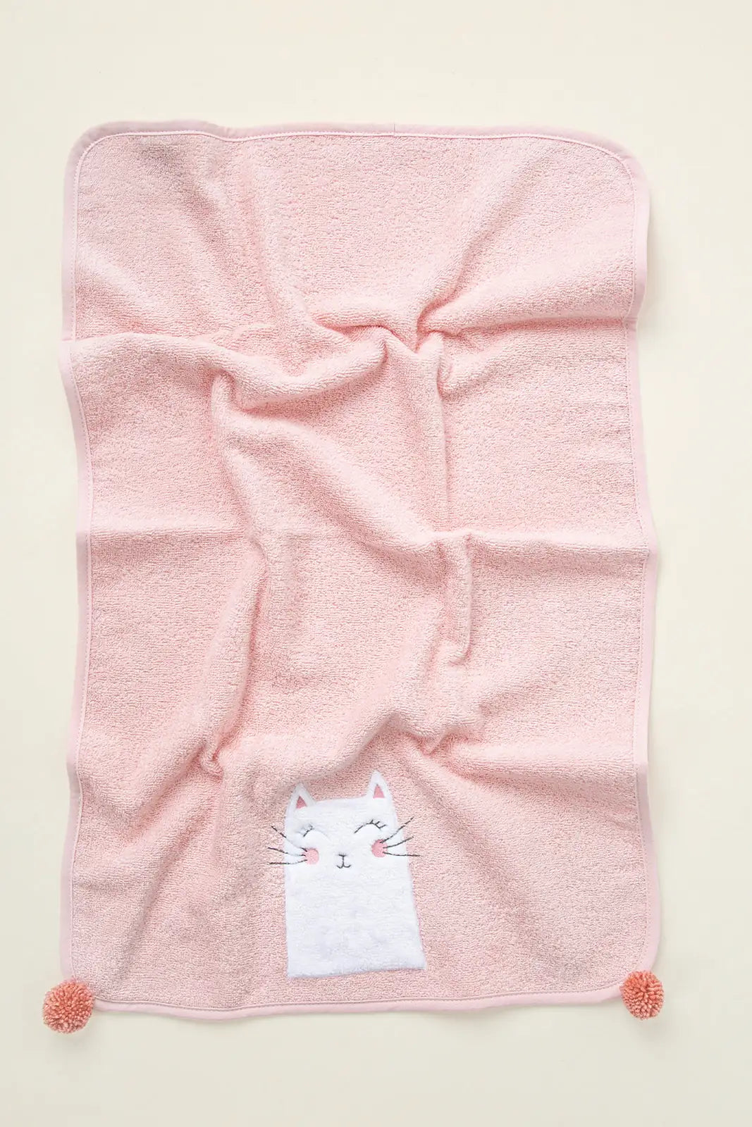 Kitty 2-Piece Organic Cotton Newborn Gift Set Pink | Towel, Bib