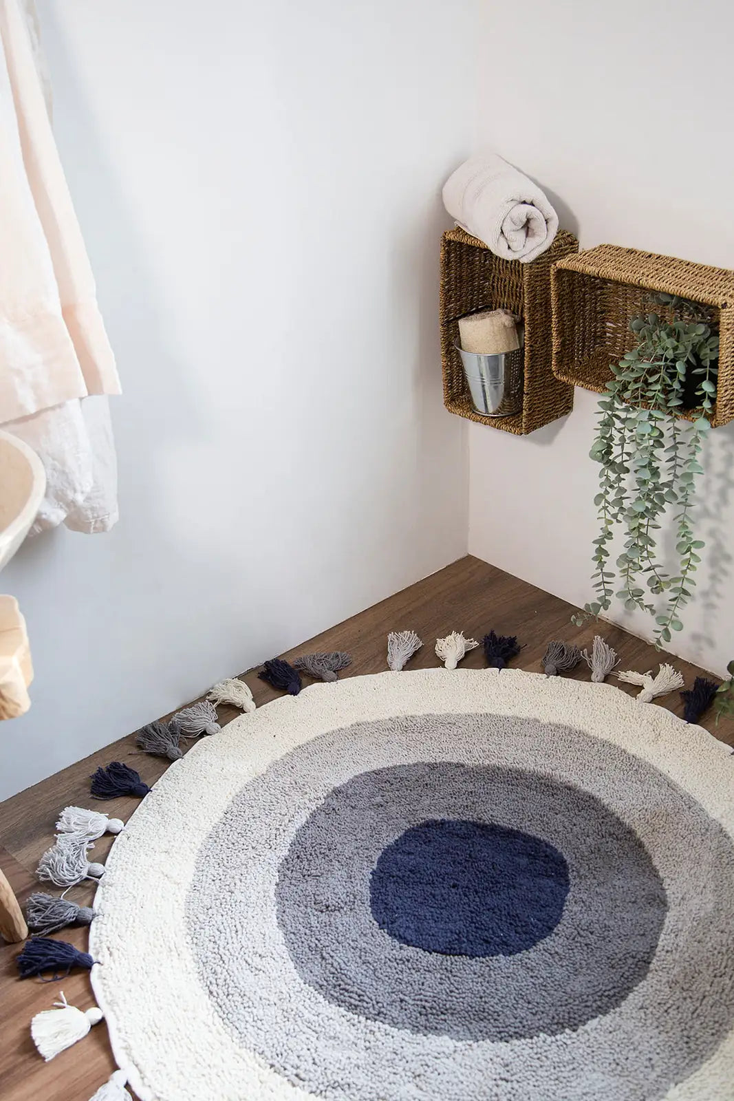 Laura Round Bath Mat 100% Cotton 100x100 Ecru