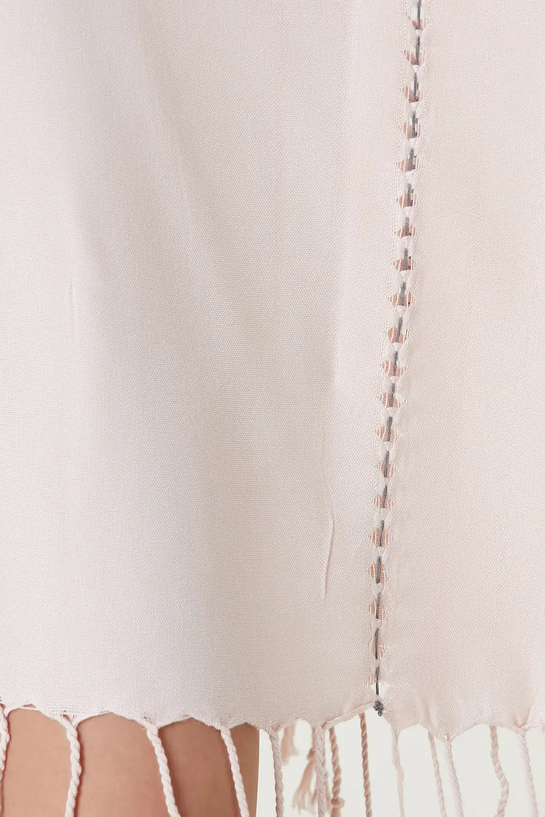 Layla V Yaka Elbise Pudra