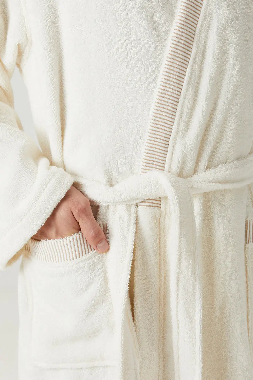 Marble %100 Pamuk Erkek Bornoz Krem