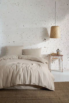 Marla 5 Piece Double Muslin Duvet Cover Set Beige