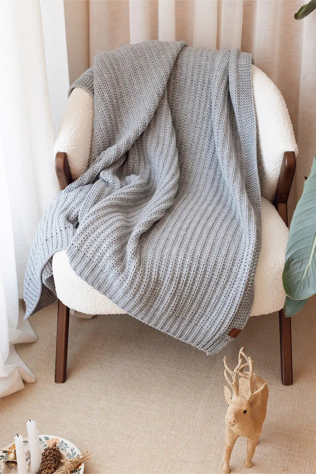 Mist Knitted Blanket 130x170 Light Grey