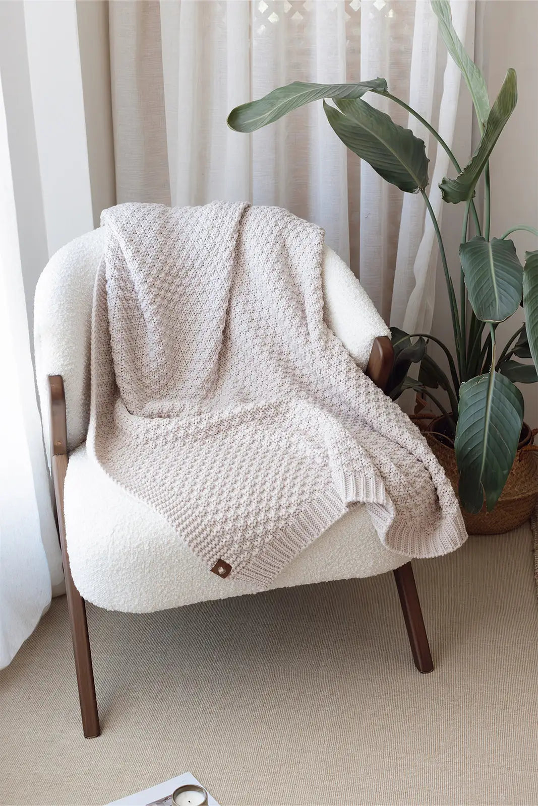 Mocha Knitted Blanket 130x170 Cream