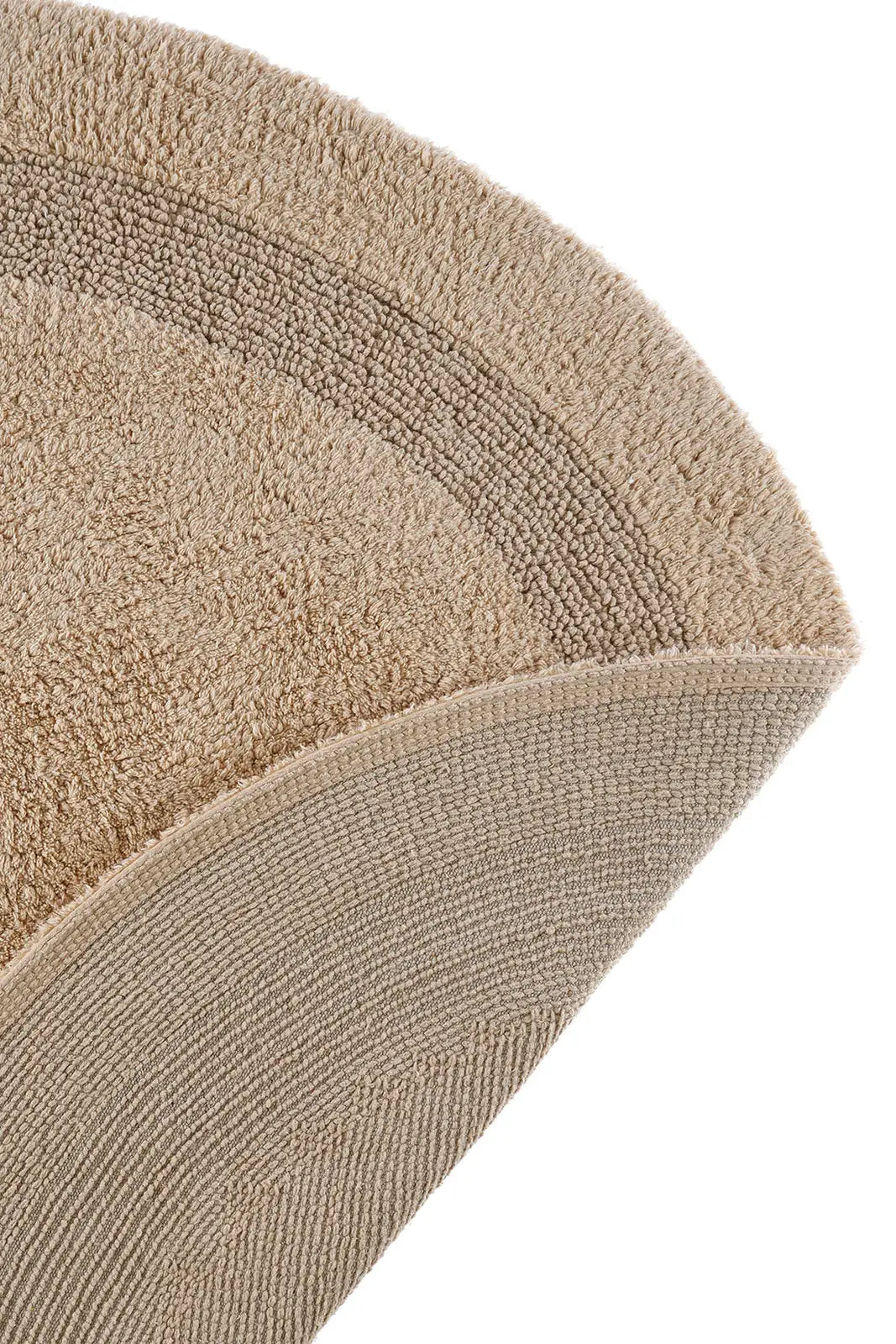 Puffed Round Bath Mat 100% Cotton 100x100 Beige