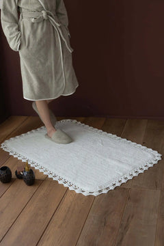 Rona Single Bathroom Mat Ecru 100% Cotton 70x110
