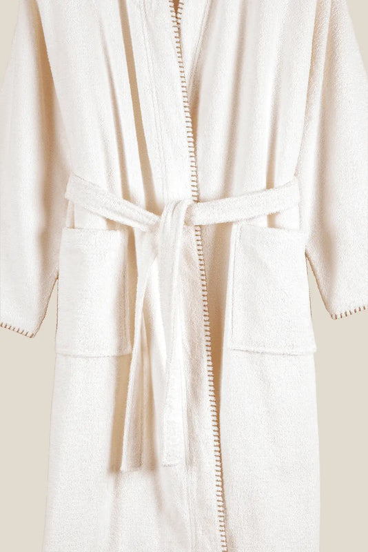 Shadow %100 Pamuk Bornoz Takımı Ekru