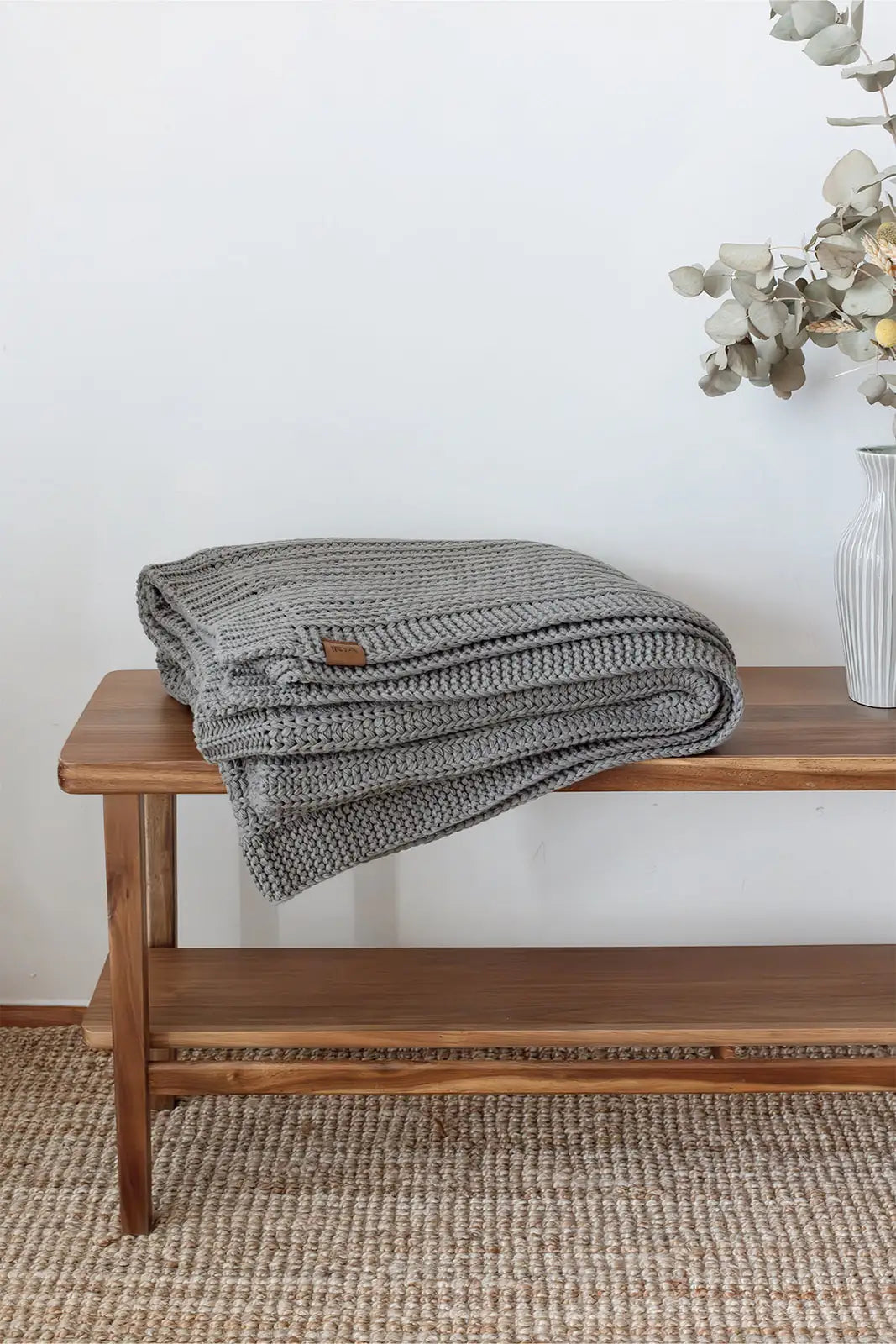 Shadow Knitted Blanket 130x170 Gray