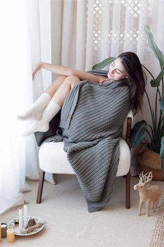 Shadow Knitted Blanket 130x170 Gray