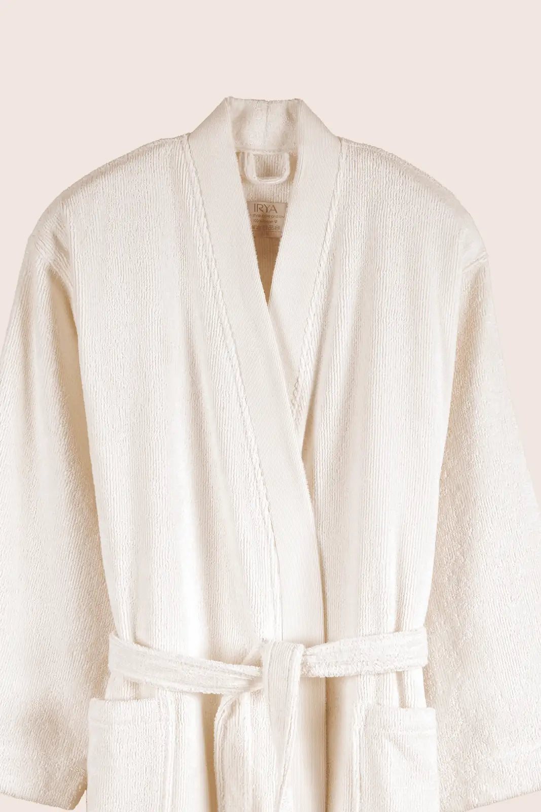 Solena %100 Pamuk Kadın Bornoz Ekru