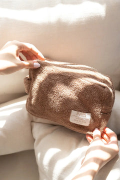 Solena 100% Cotton Towel Toiletry Bag Mocha