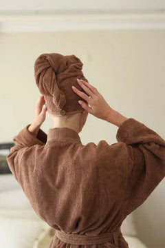Solena Button Towel Bonnet Coffee