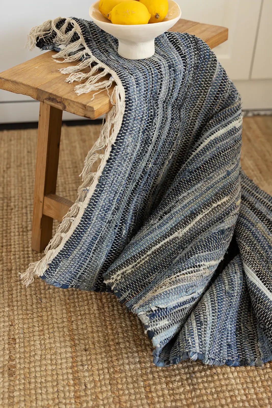 Striped Denim Kilim Ekru/İndigo 120x180