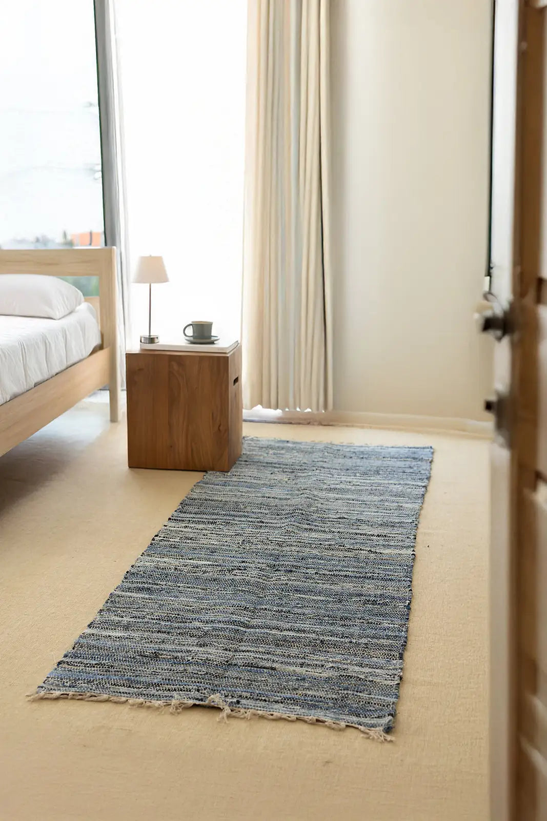 Striped Denim Kilim Ekru/İndigo 80x250