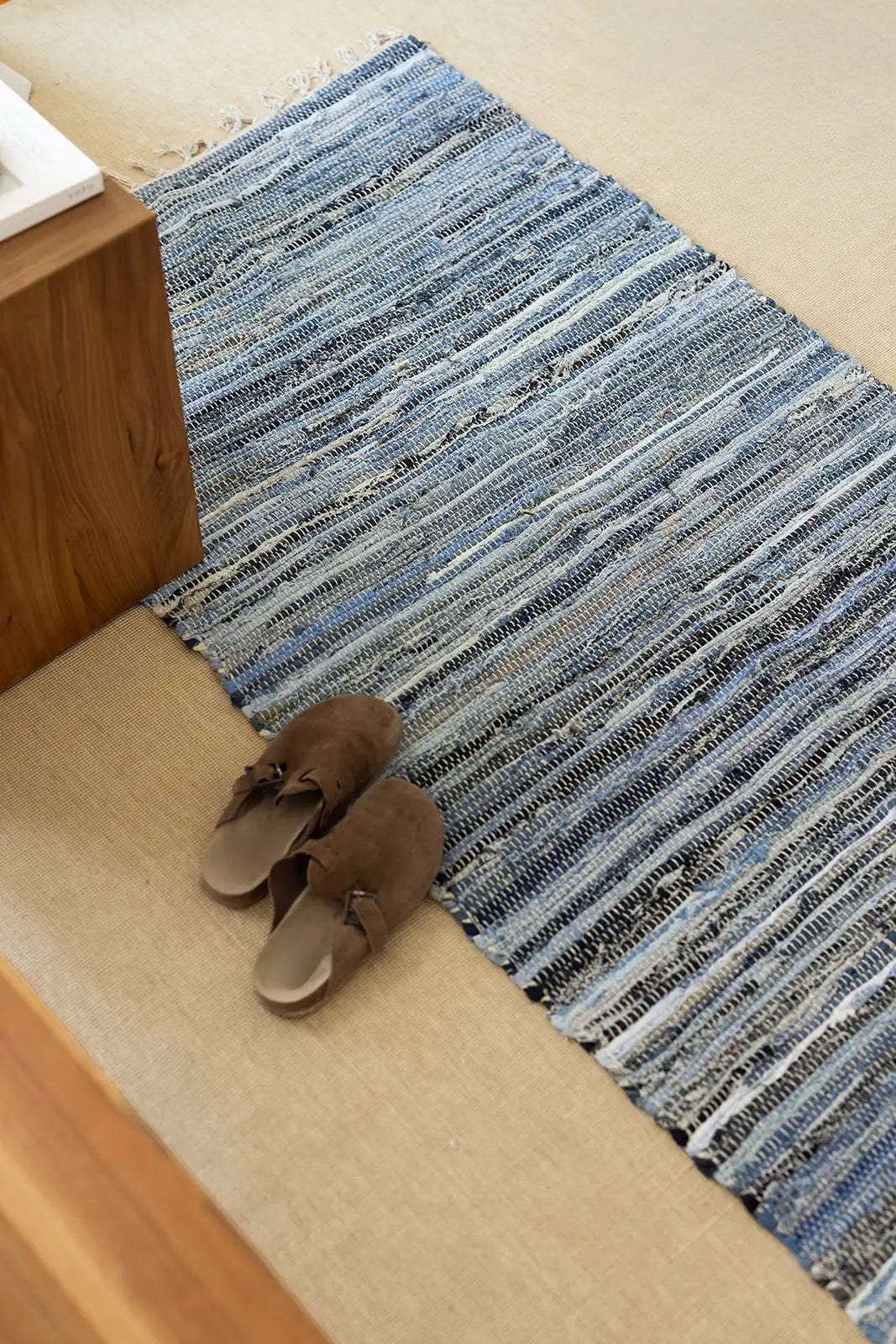 Striped Denim Kilim Ekru/İndigo 80x250