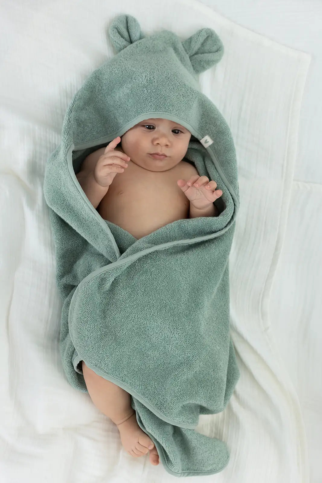 Tiny Bear Organic Cotton Baby Swaddle Mint 75x75