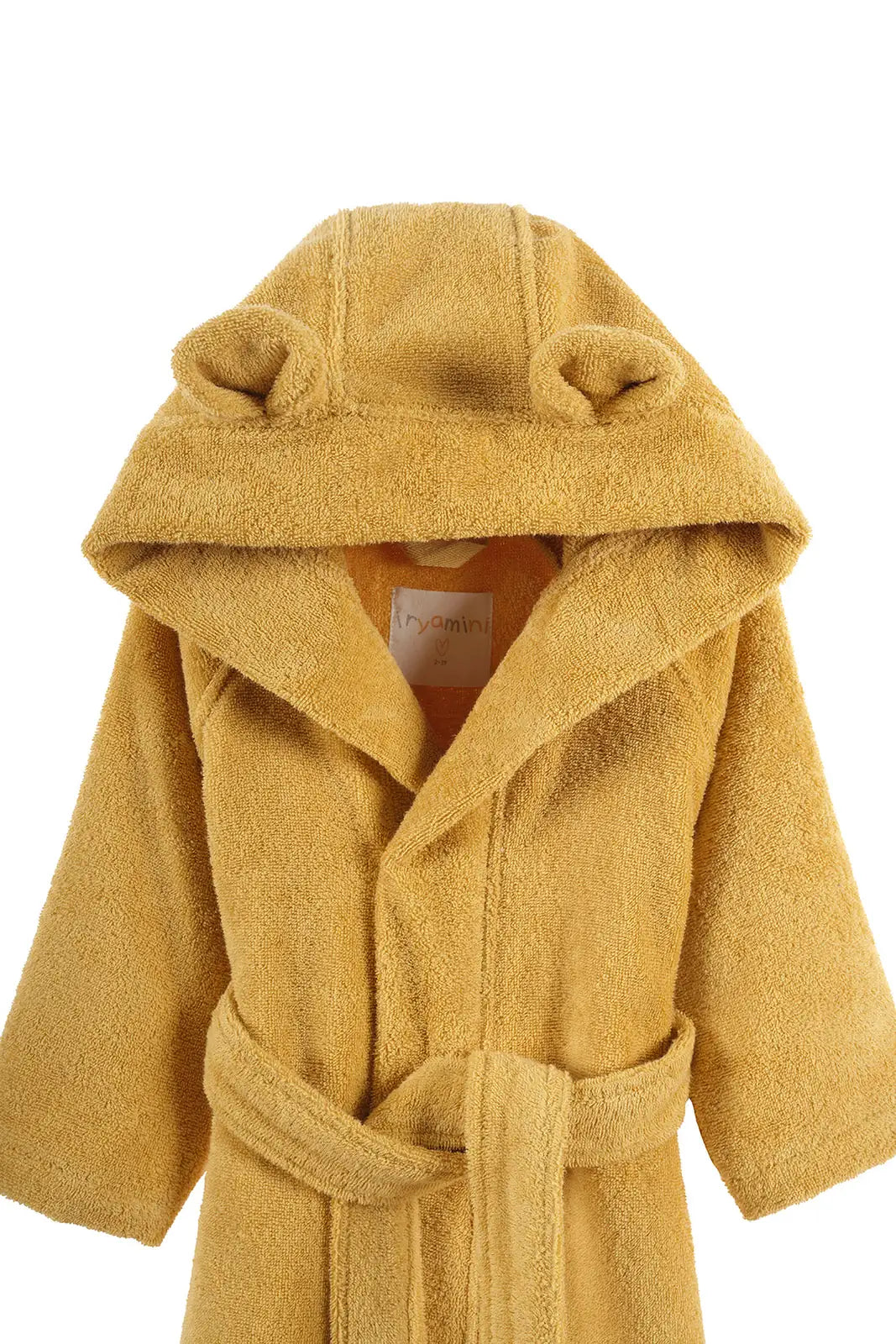 Tiny Bear Organic Cotton Kids Bathrobe Mustard