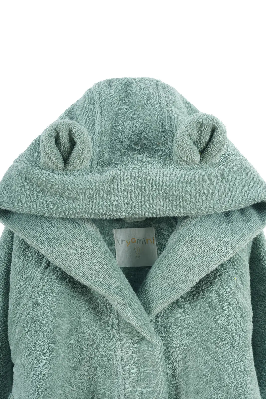 Tiny Bear Organic Cotton Kids Bathrobe Mint