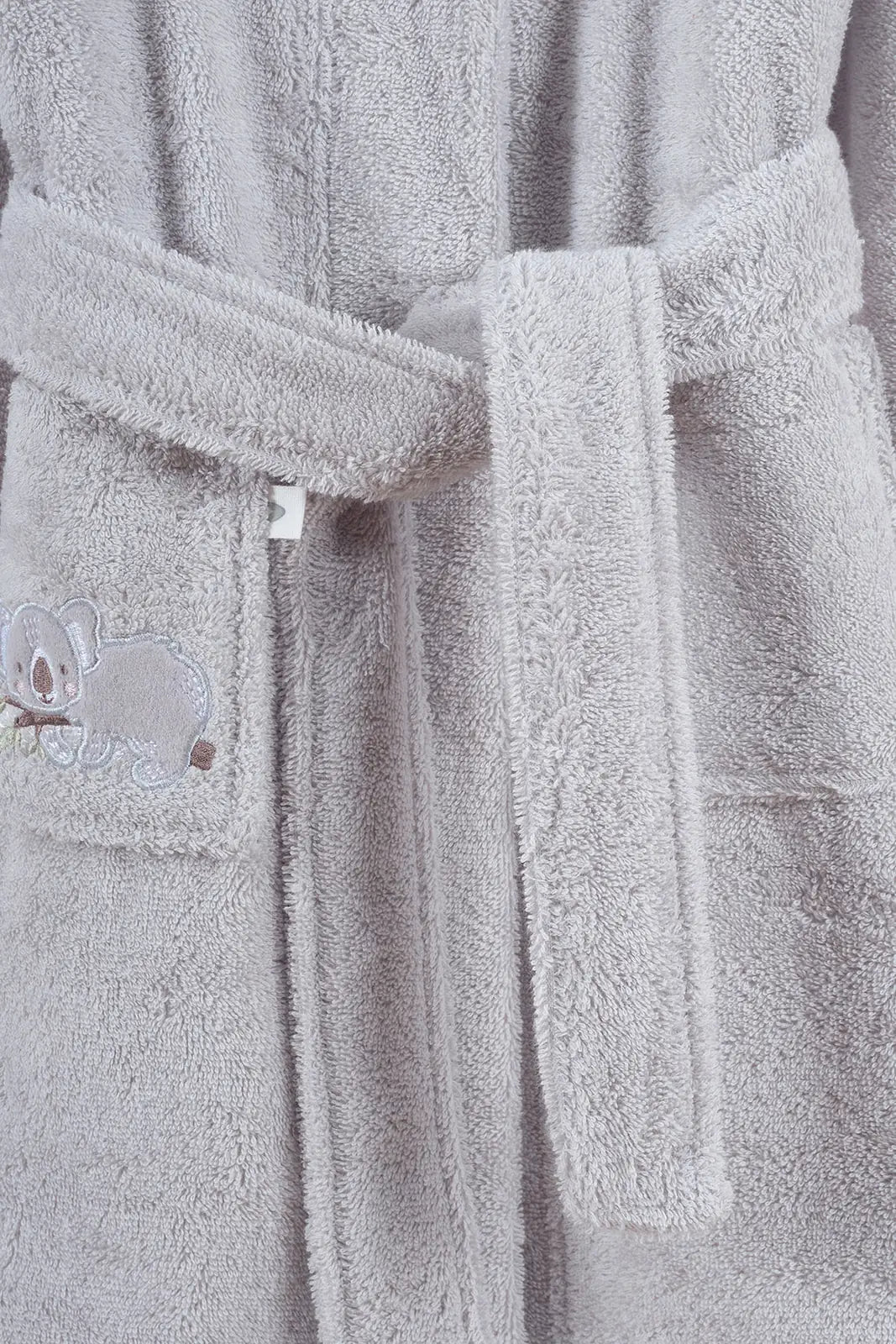 Tiny Koala Organic Cotton Embroidered Kids Bathrobe Gray