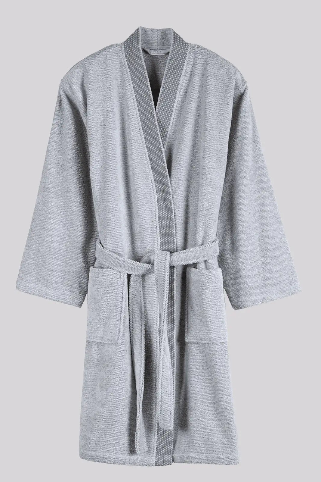 Travertine %100 Pamuk Kadın Bornoz Gri