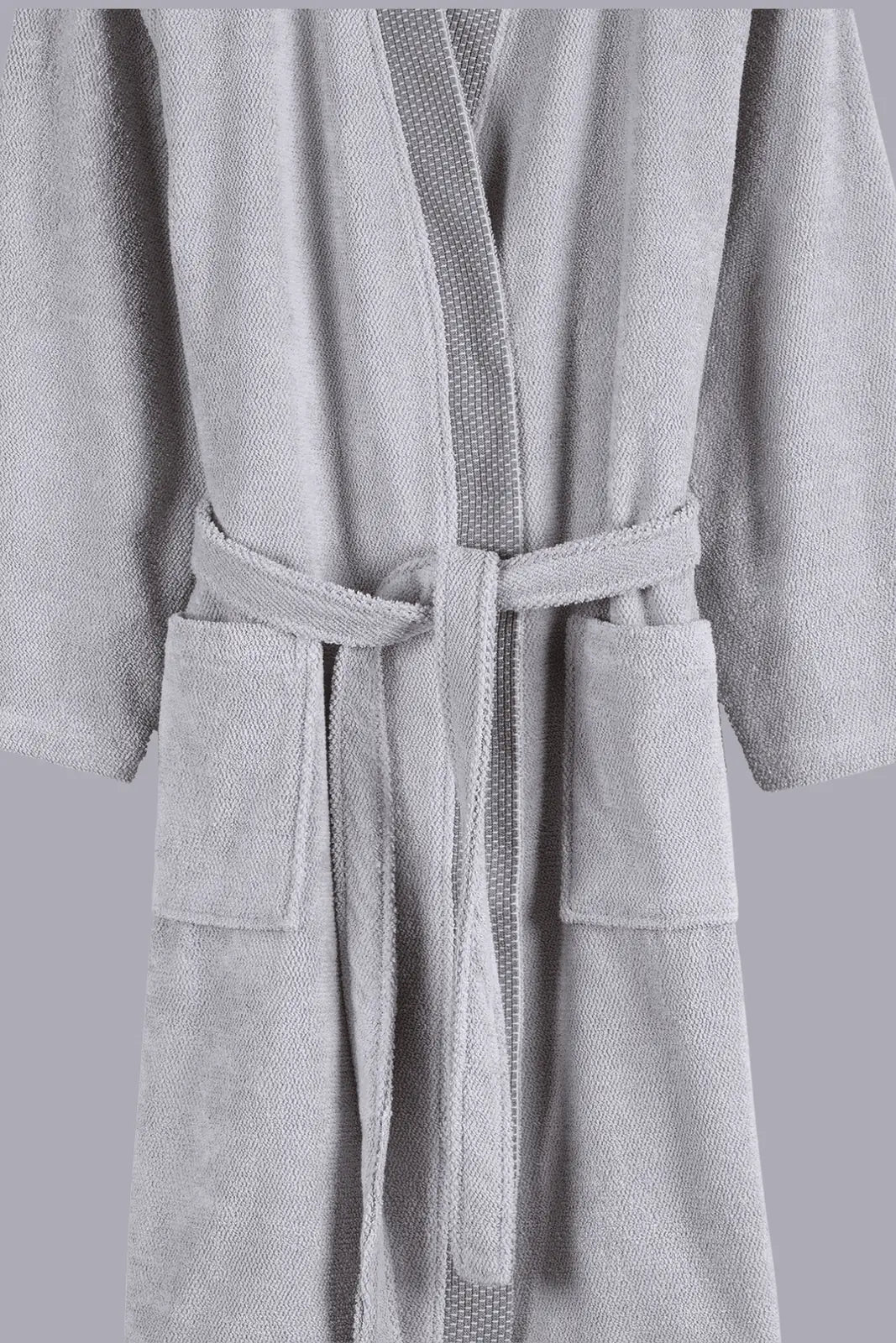 Travertine %100 Pamuk Kadın Bornoz Gri