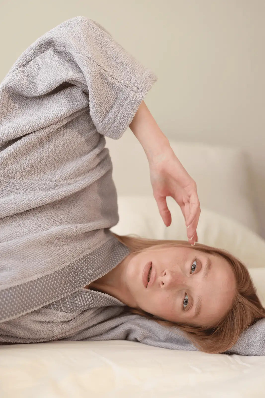 Travertine %100 Pamuk Kadın Bornoz Gri