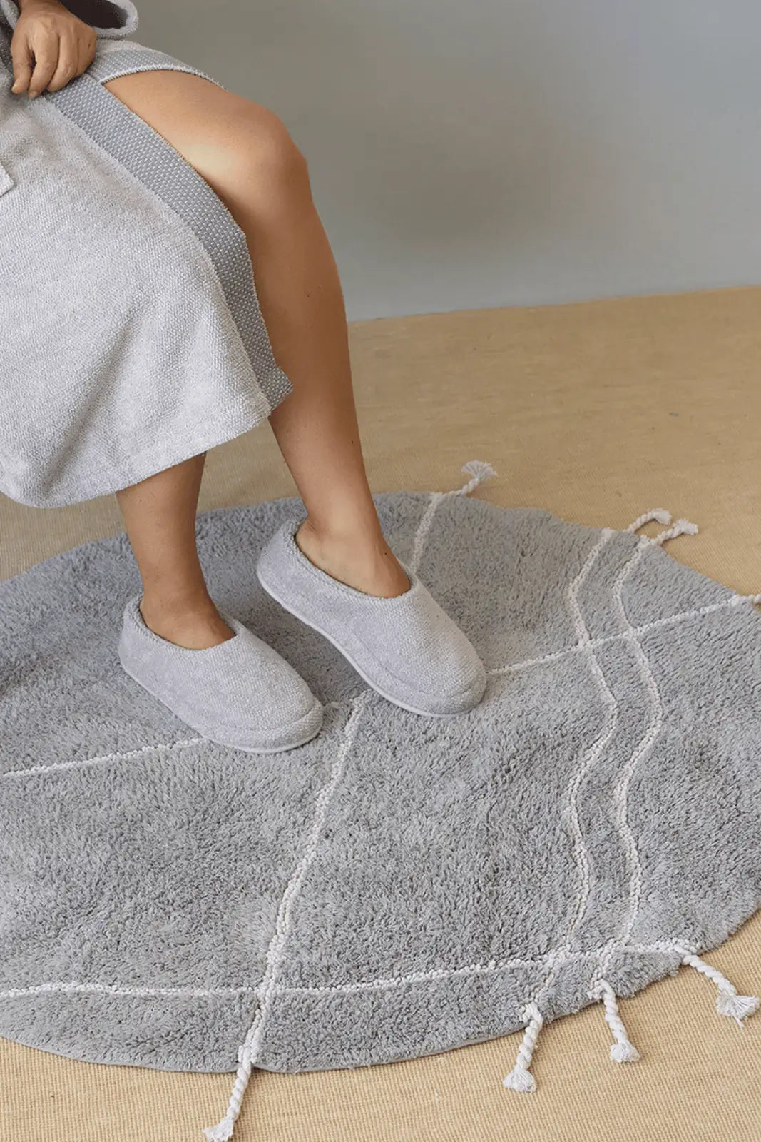 Travertine %100 Pamuk Unisex Havlu Terlik Gri