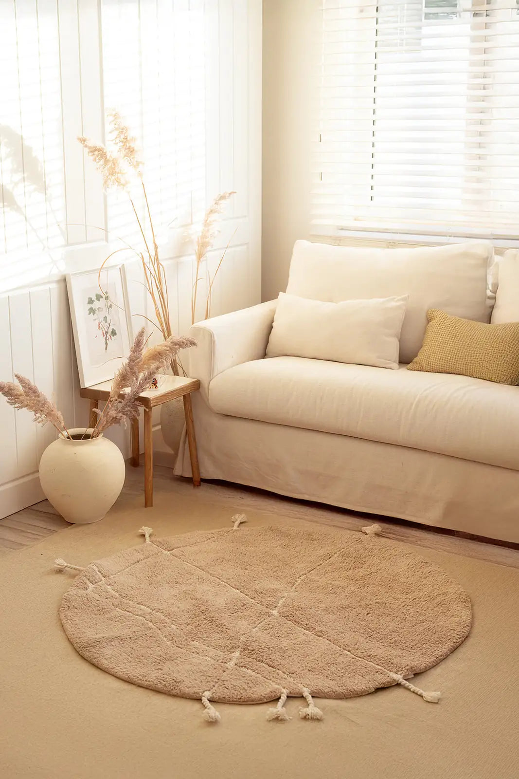 Travertine Yuvarlak Banyo Paspası %100 Pamuk 100x100 Kahverengi