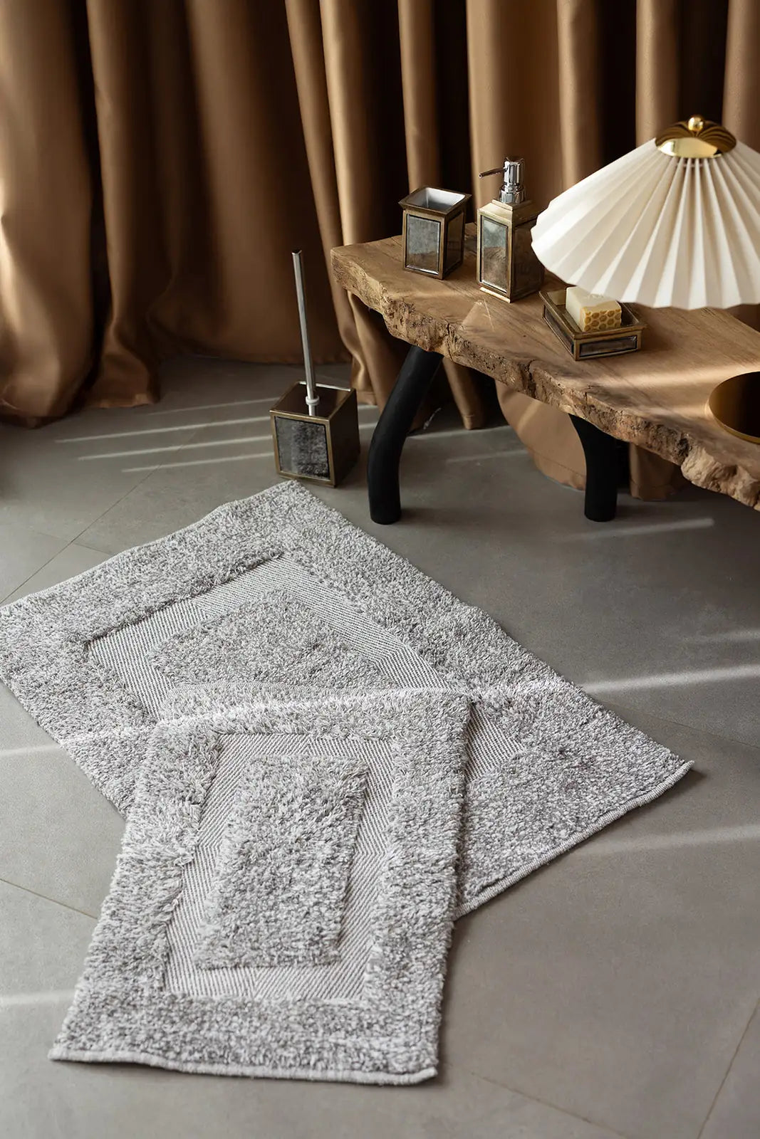 Vivian 2 Piece Bath Mat Set 100% Cotton 40x60 + 60x90 Gray