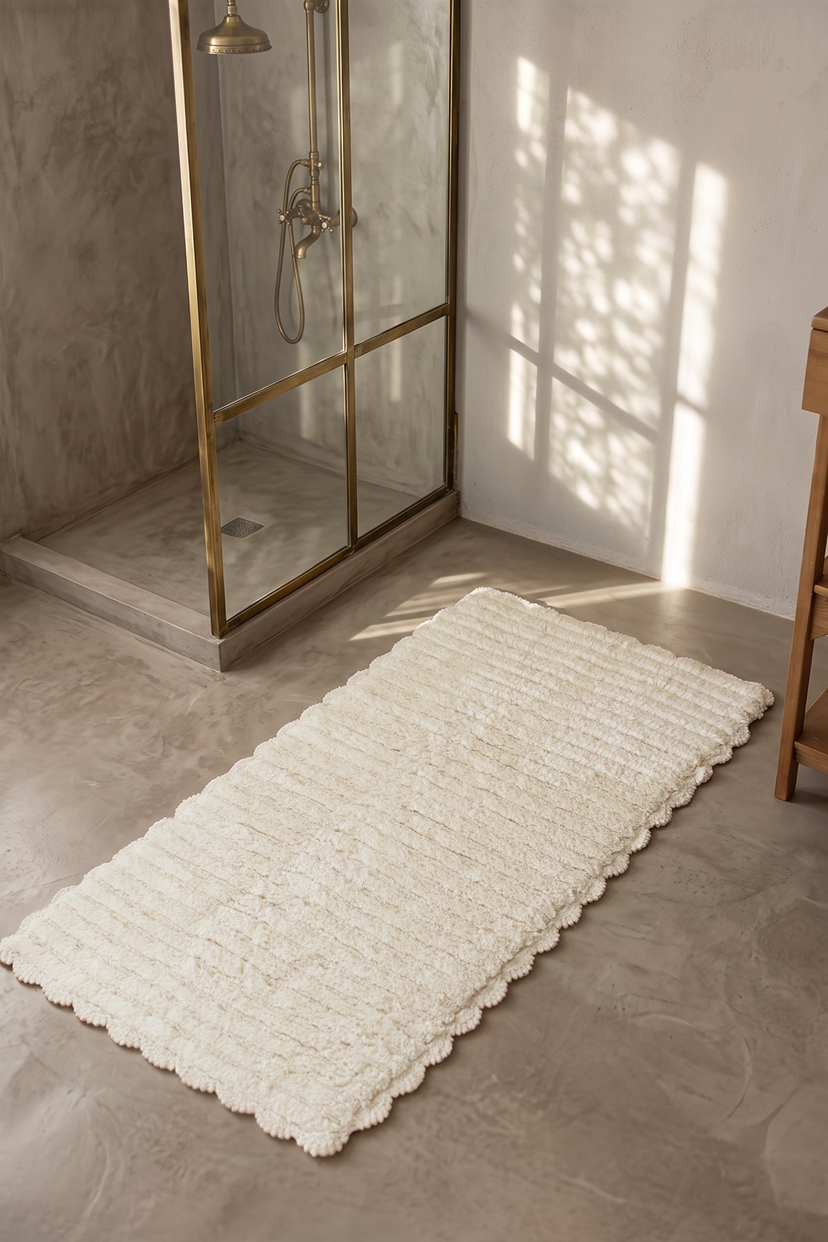 Arora Tekli %100 Pamuk Banyo Paspası 70x130 Cm Milk Ekru