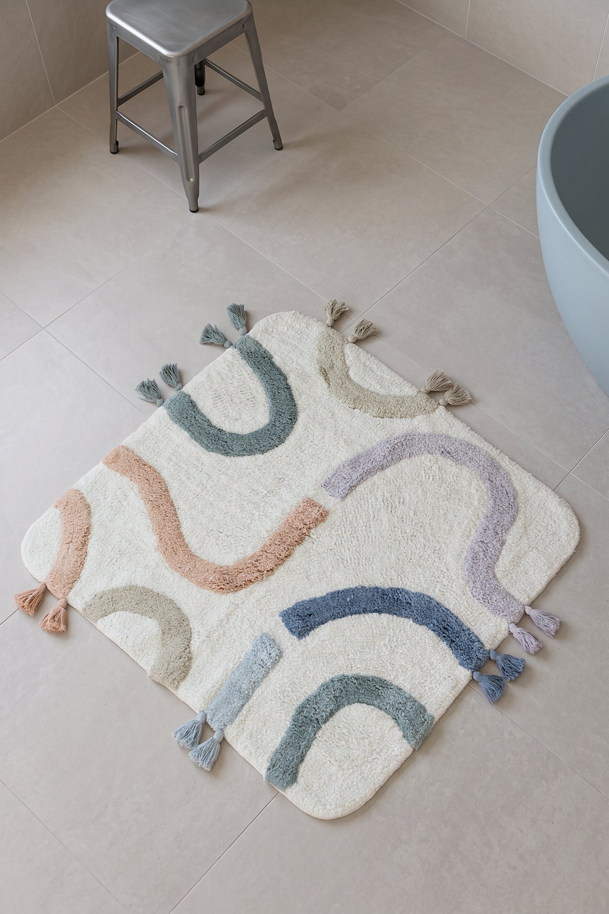 Journey Kare %100 Pamuk Banyo Paspası 90x90 Cm Multicolor