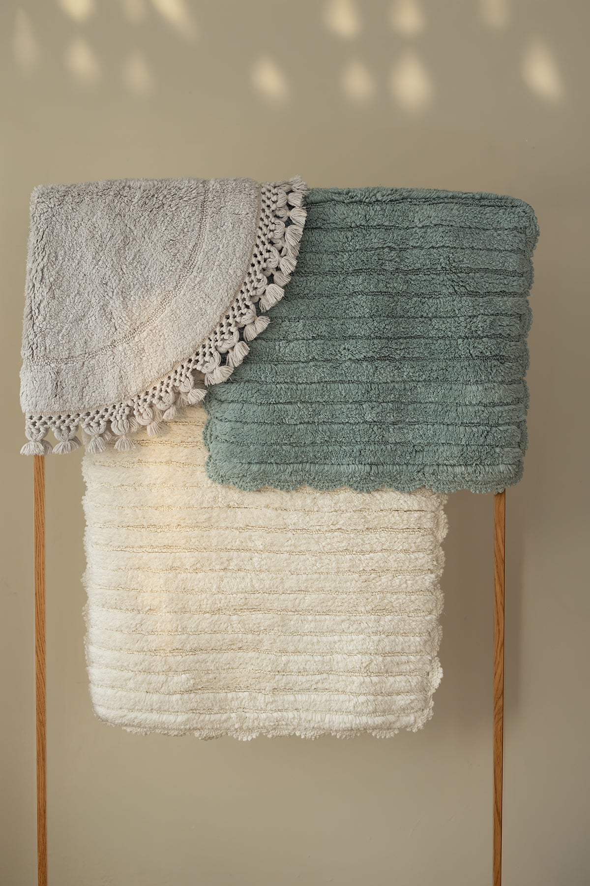 Nora Yuvarlak %100 Pamuk Banyo Paspası 100x100 Cm Açık Gri