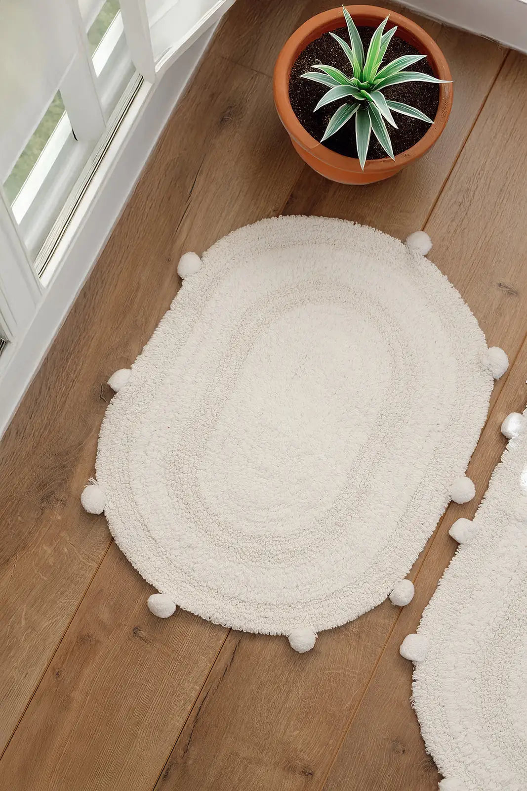 Lampetie | Eris Tekli Banyo Paspası 45x60 Beyaz