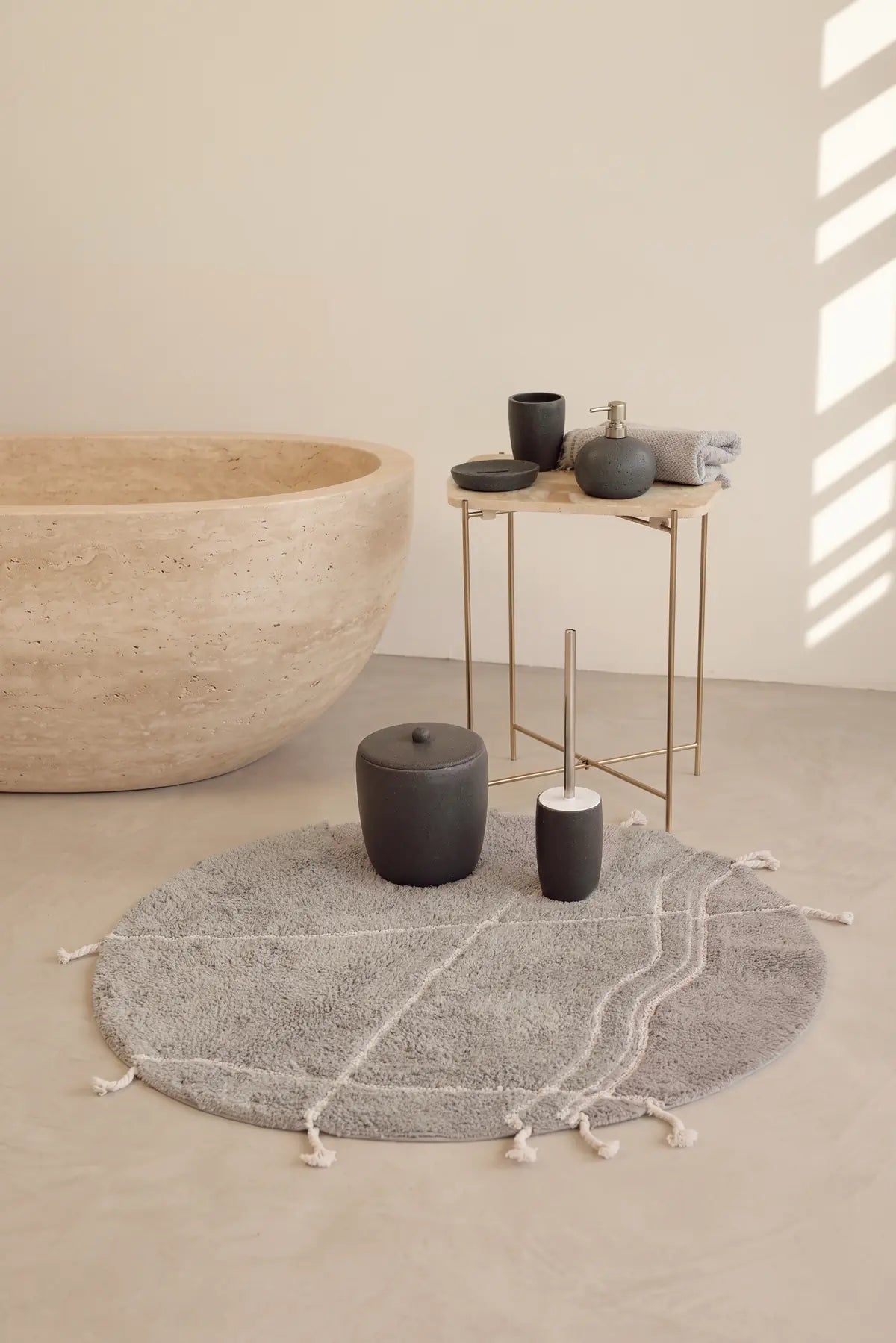 Travertine 5 Parça Banyo Seti Antrasit