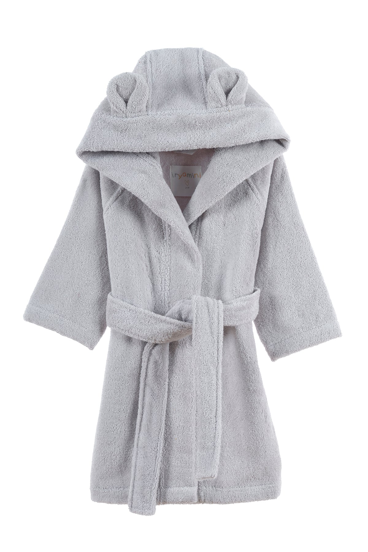 Tiny Bear Organic Cotton Kids Bathrobe Gray