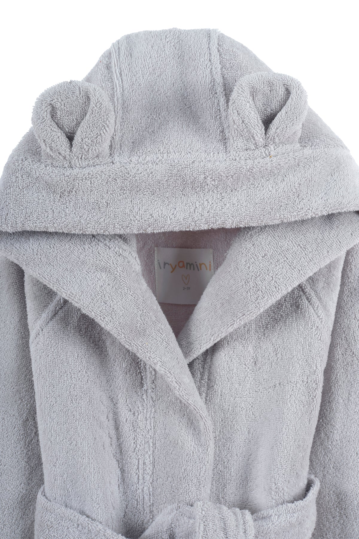 Tiny Bear Organic Cotton Kids Bathrobe Gray