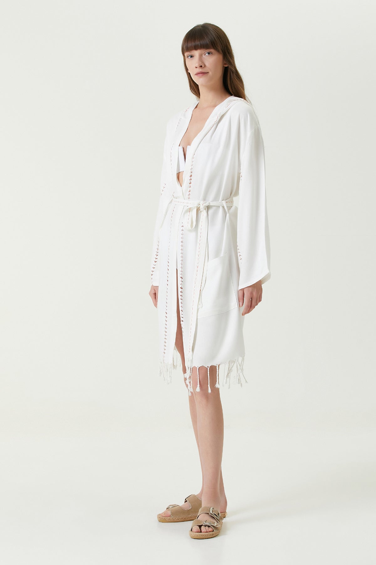 Serene Peştamal Kadın Bornoz - Mercan Örgü Ajur