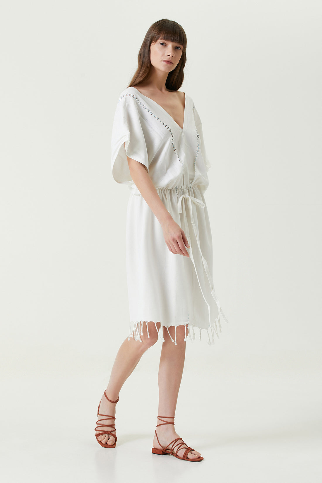 Serene Long Beach Dress - Turquoise Knitted Openwork
