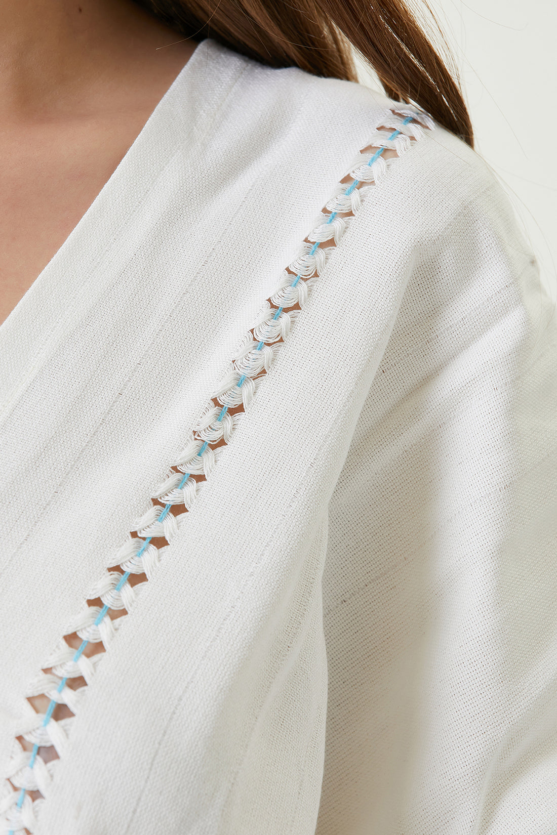 Serene Long Beach Dress - Turquoise Knitted Openwork