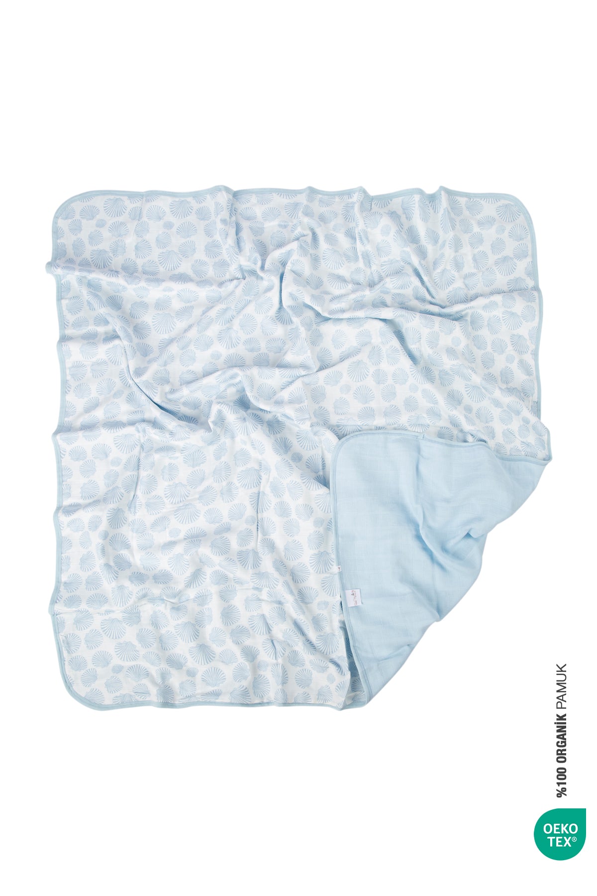 BebeMarin Seashell Müslin Battaniye 120x120 Mavi