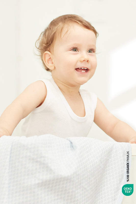 BebeMarin Mermaid Müslin Battaniye 120x120 Mavi