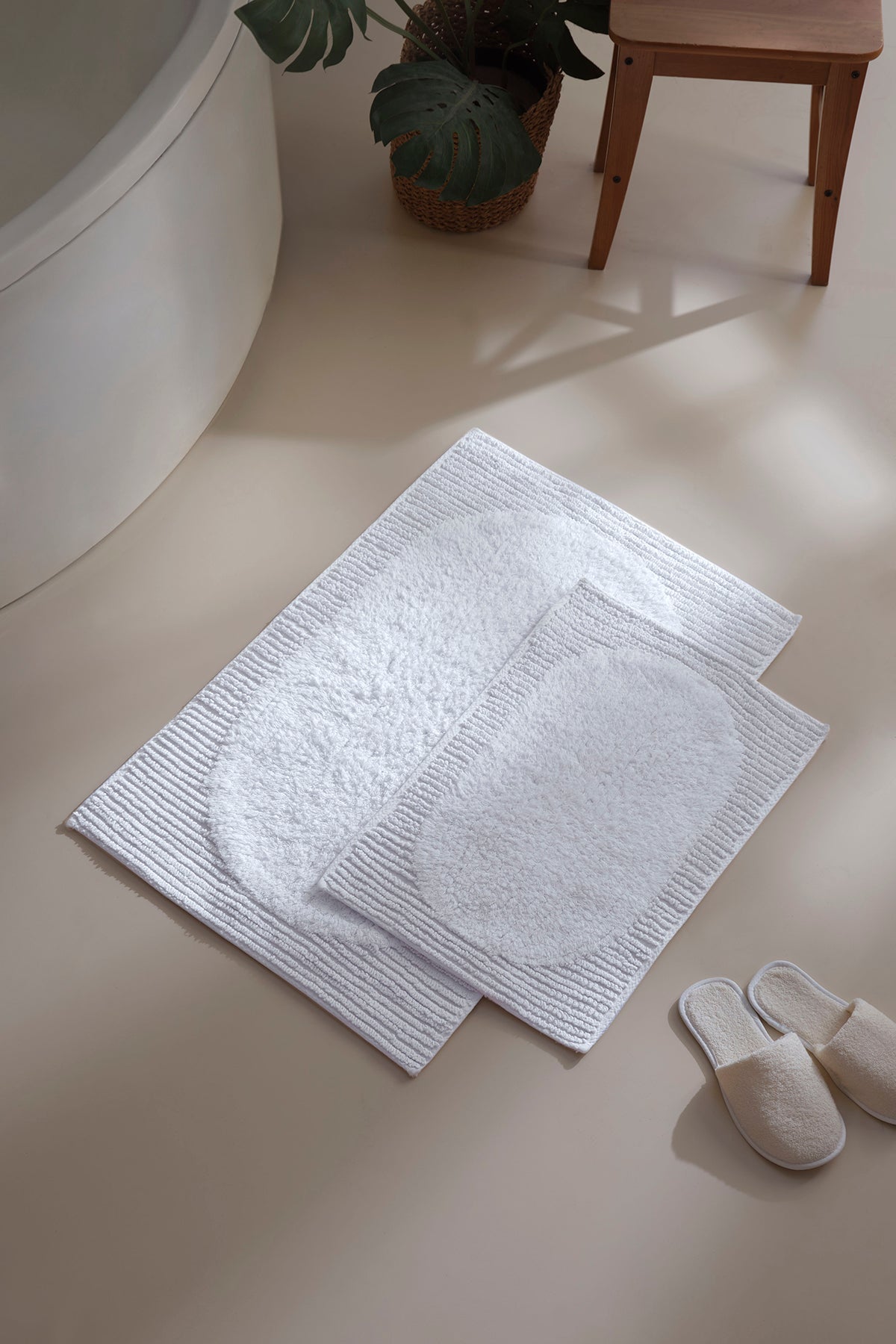 Plush 2 Piece Bath Mat Set 100% Cotton 40x60 + 60x90