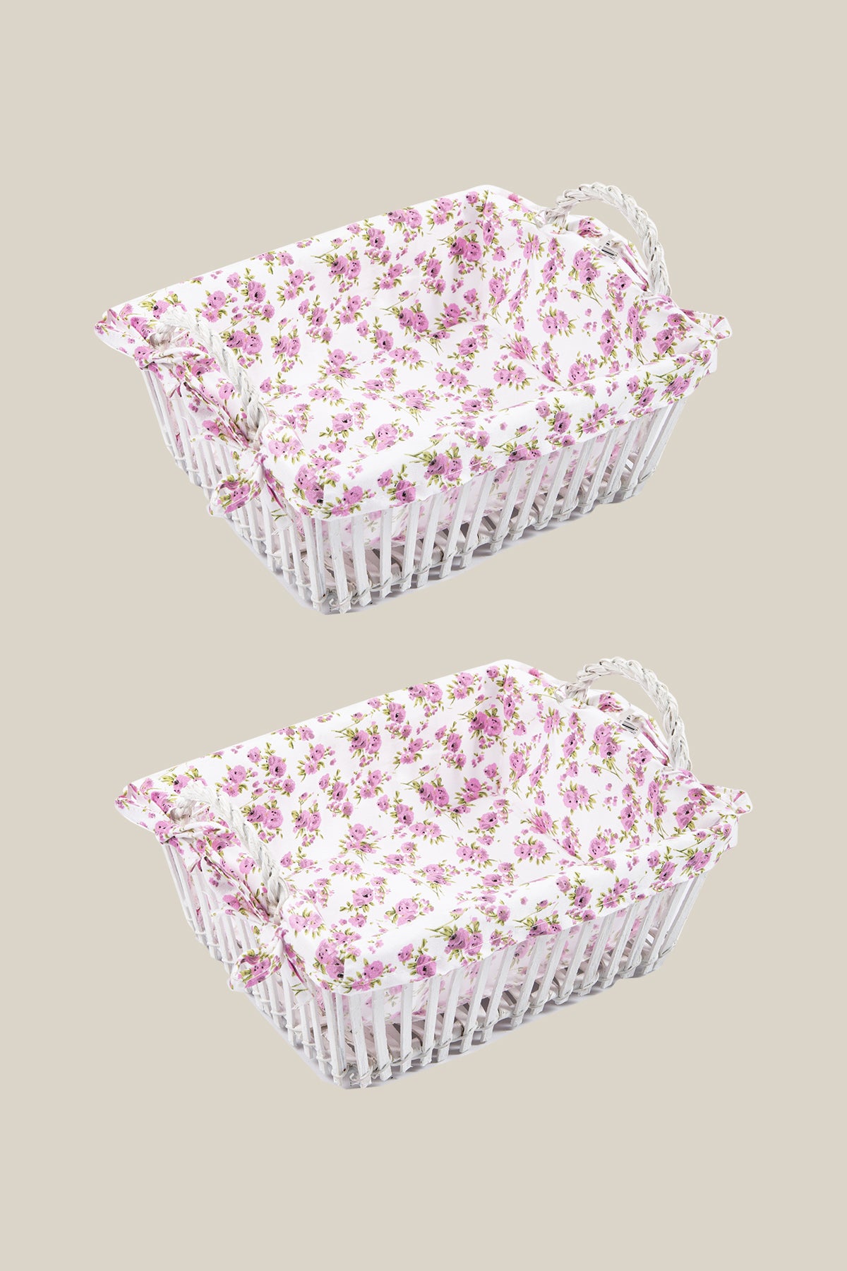 2'li Hasır Sepet Beyaz 20x29x13 Cm