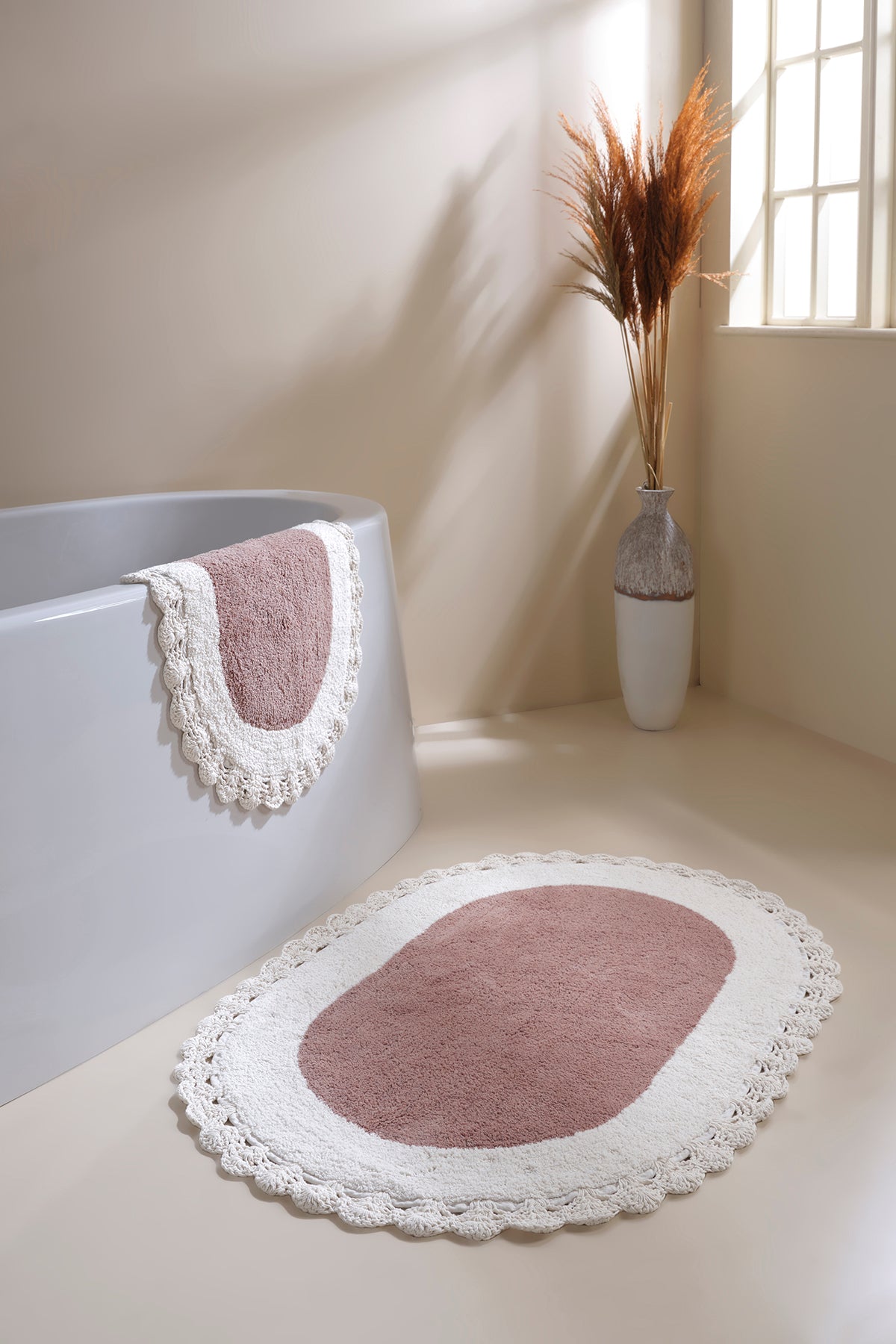 Bianca 2 Piece Bath Mat Set 100% Cotton 40x60 + 60x90 Cream