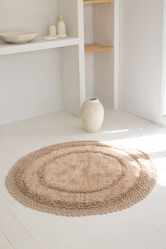 Moon Round Bath Mat 100% Cotton 120x120 Mocha