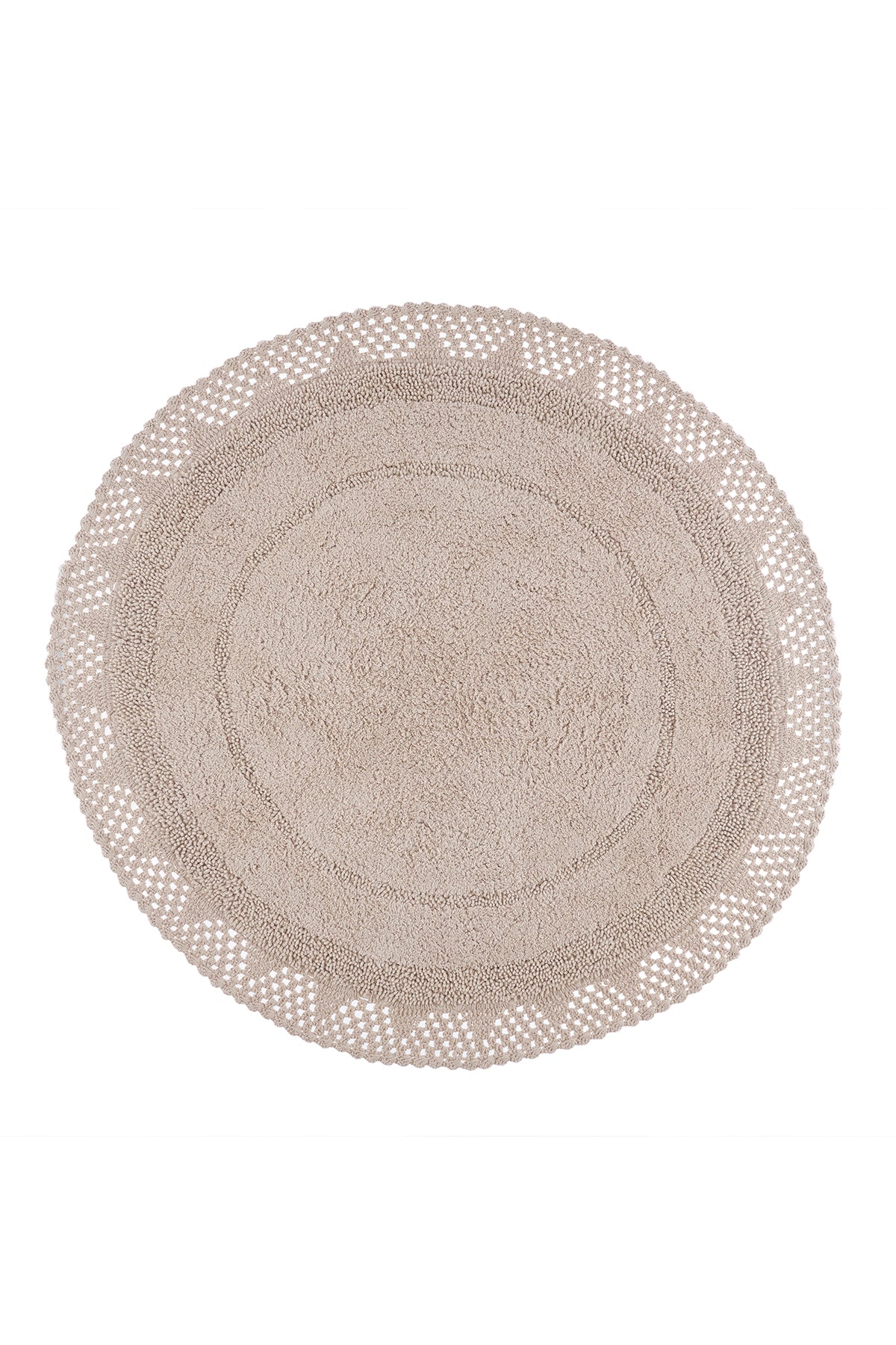 Moon Yuvarlak Banyo Paspası %100 Pamuk 120x120 Bej