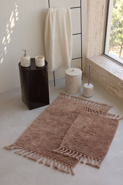 Mosaic 4 Parça Banyo Aksesuar Seti Ekru