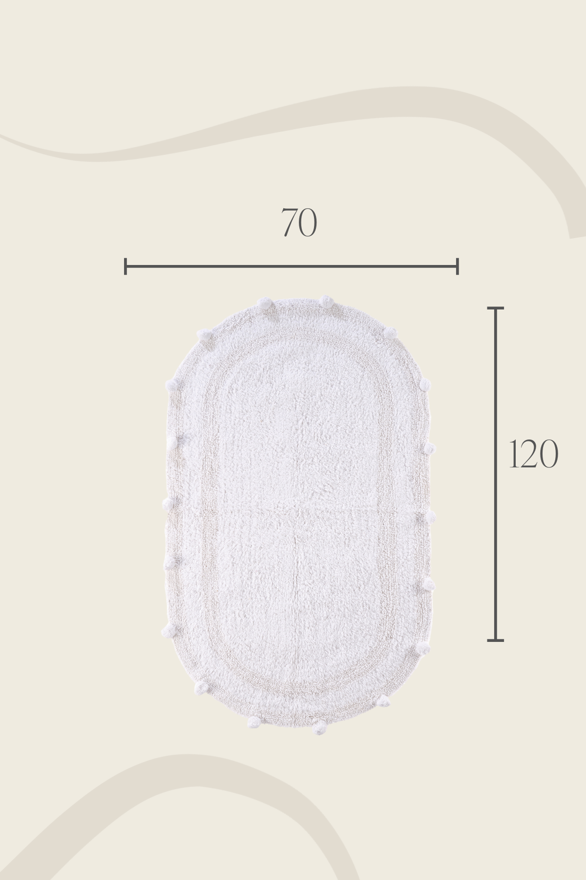 Lampetie | Eris Tekli Banyo Paspası 70x120 Beyaz