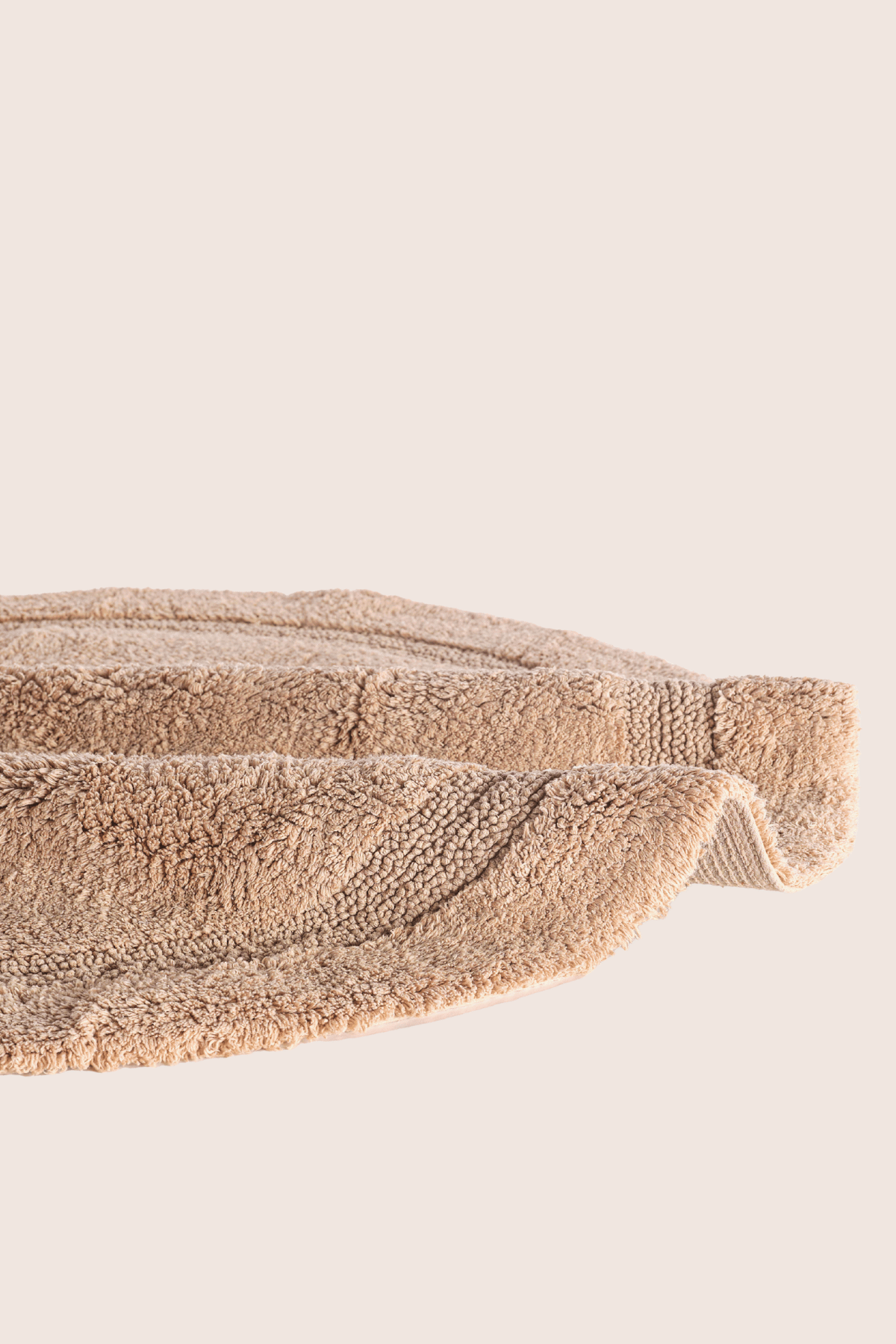 Puffed Round Bath Mat 100% Cotton 100x100 Beige