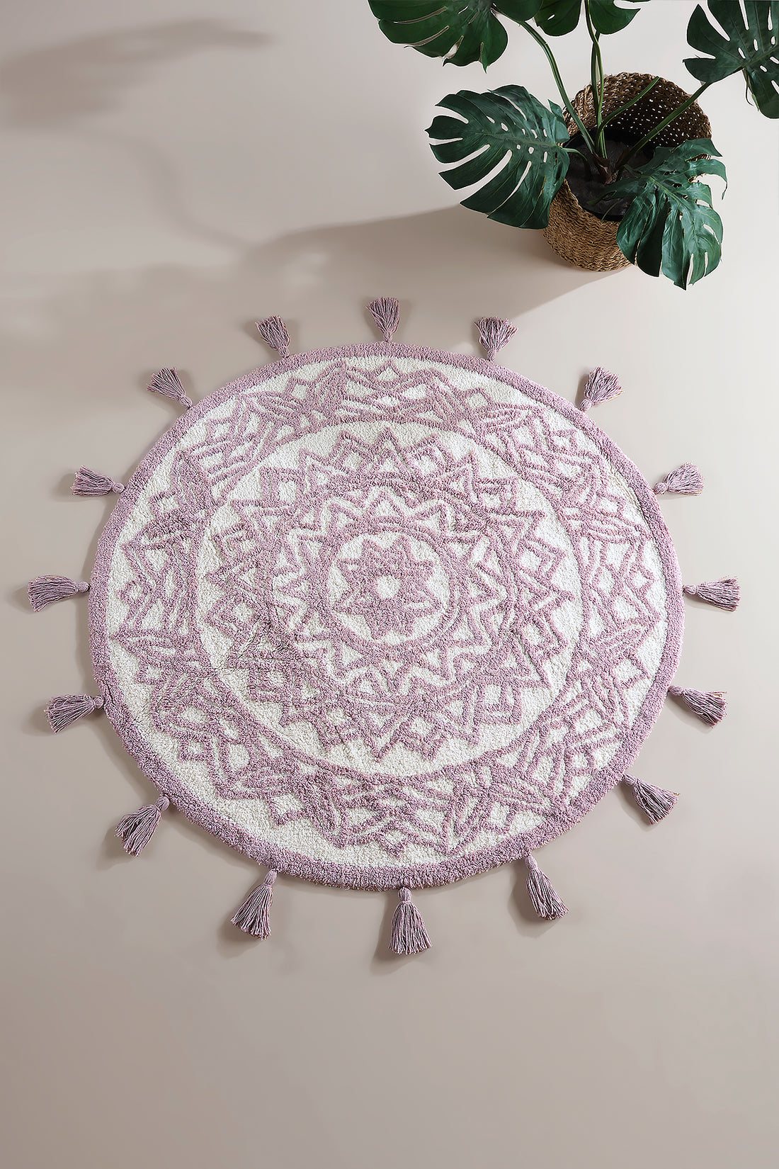 Pina Yuvarlak Banyo Paspası %100 Pamuk 100x100 Pembe