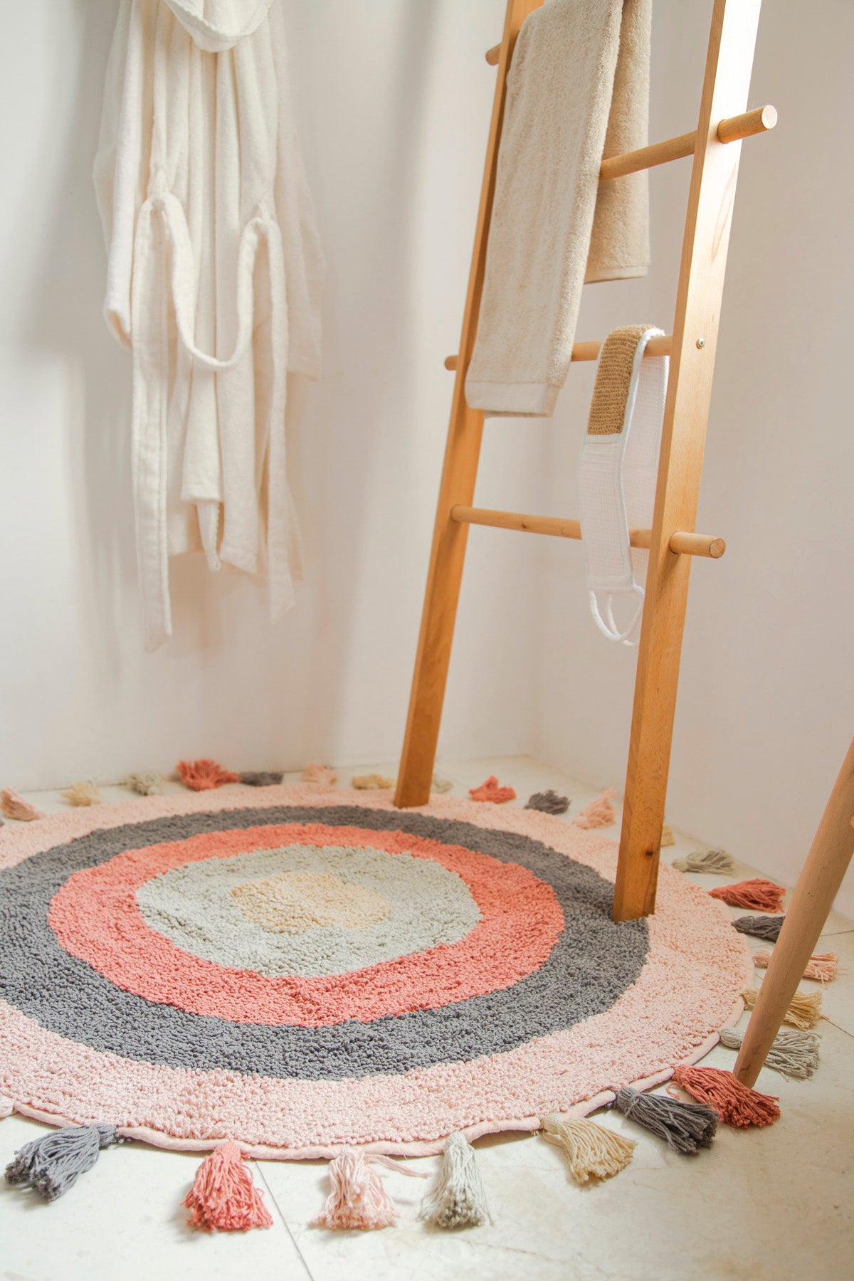 Laura Round Bath Mat 100% Cotton 100x100 Pink